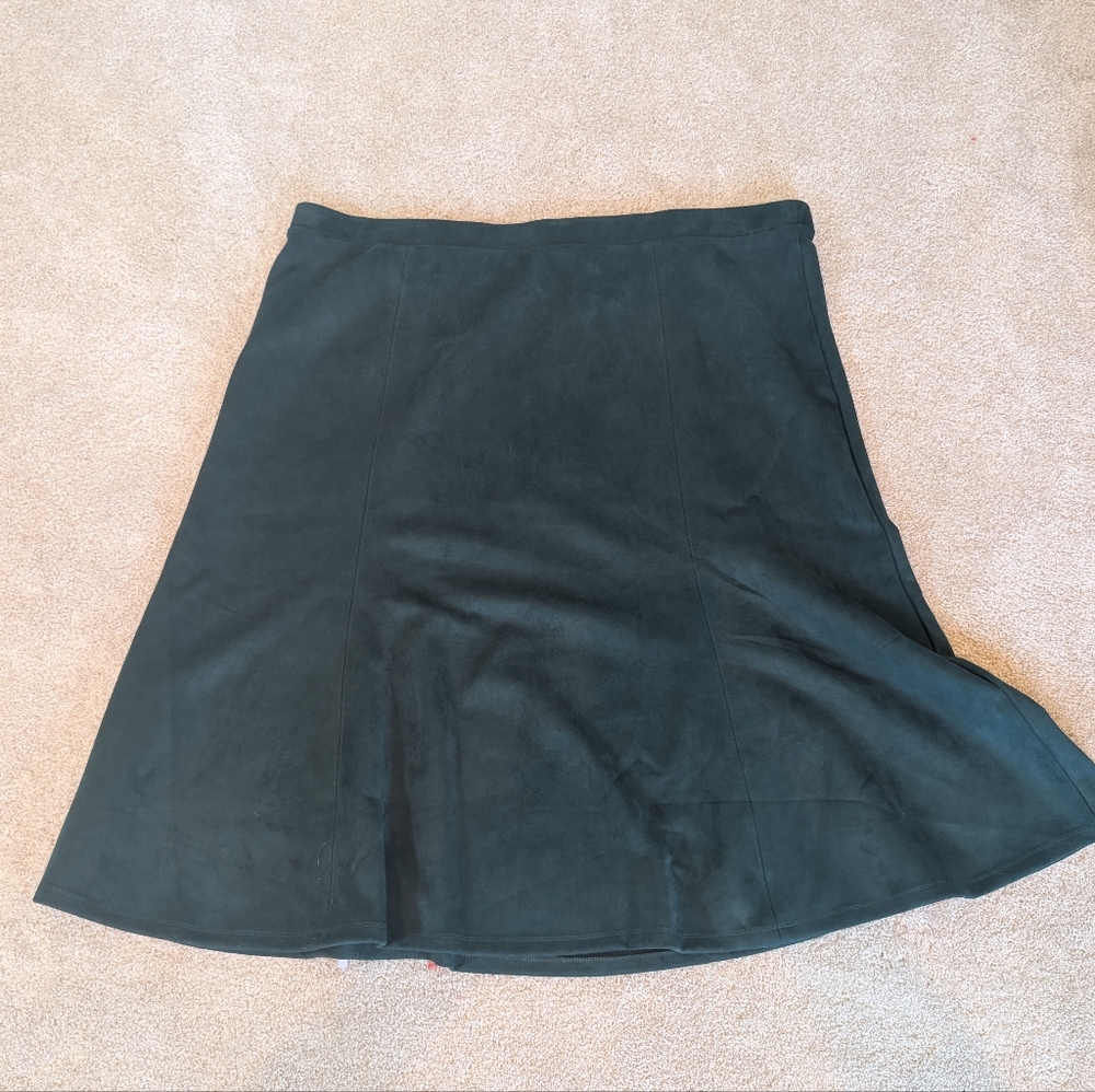 Jason Wu Dark Green A-Line Suede Skirt Size 2XP